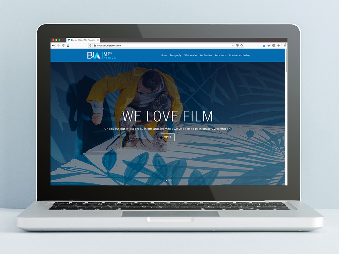 Blue Ice Africa website on a laptop screen