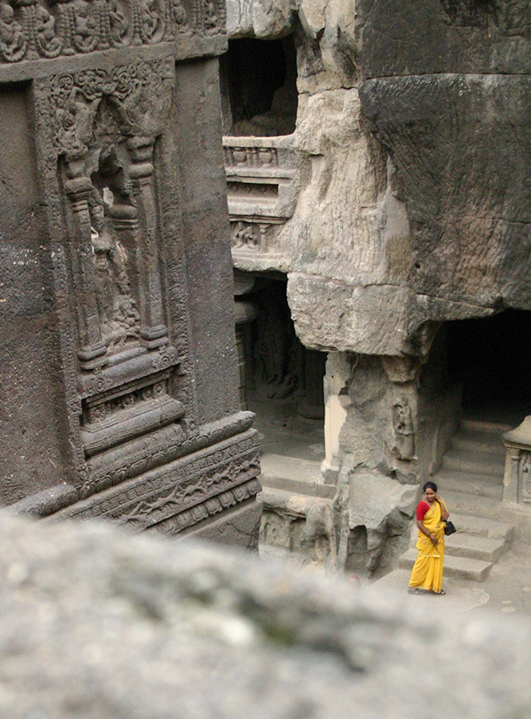 Ellora Caves in India, photograph by Russ Smith