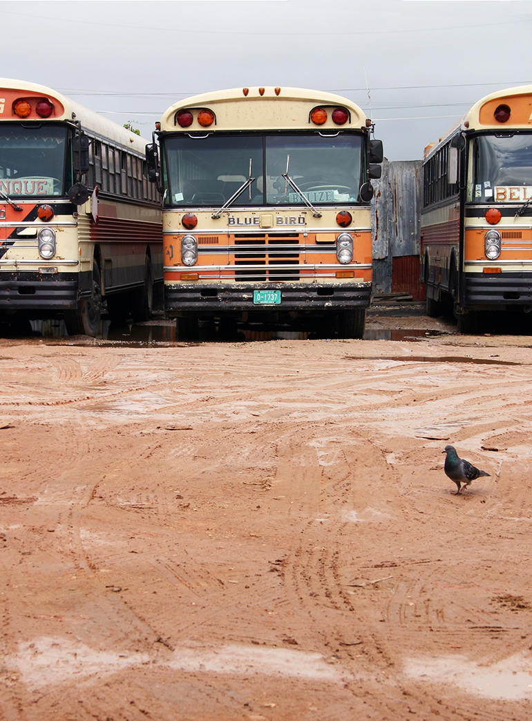 Belize City bus station, photograph by Russ Smith