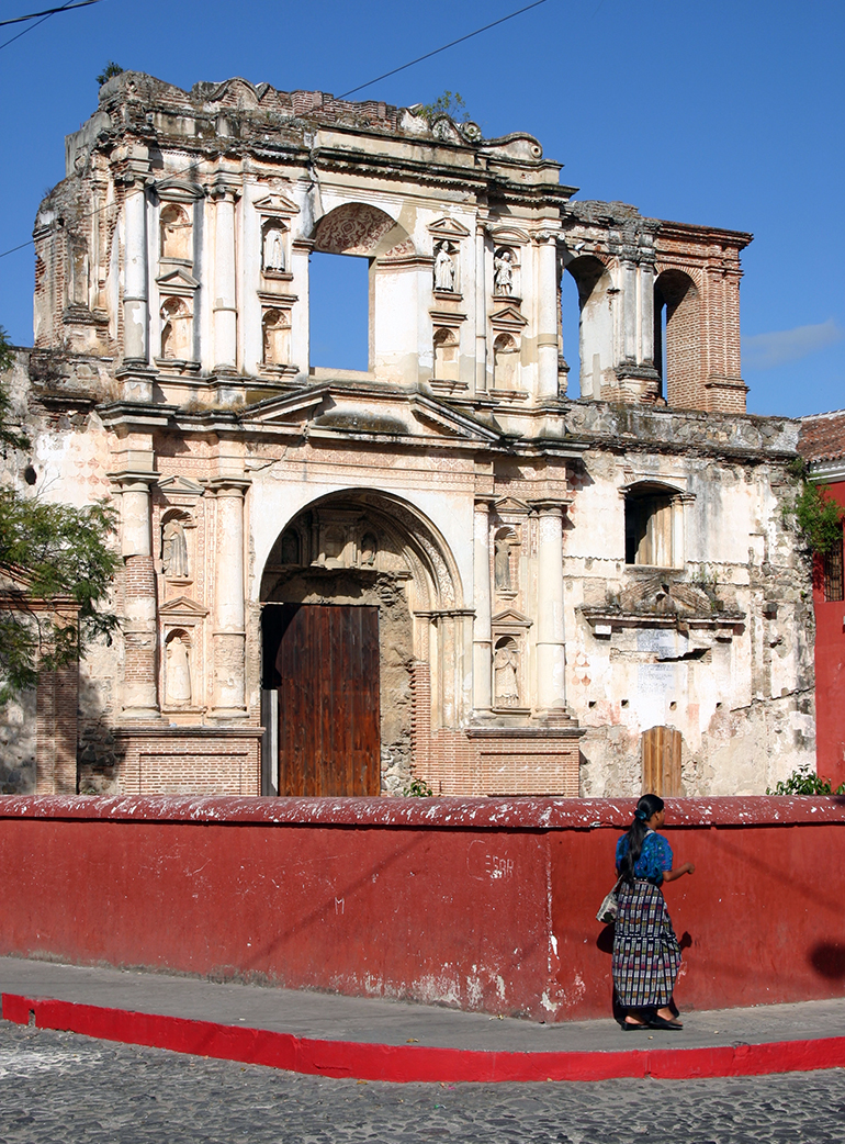 A woman walking in Antigua, Guatemala